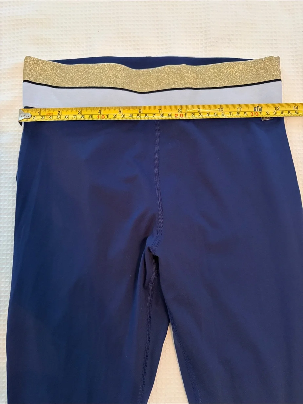 PINK active Navy Leggings with White and Gold Waistband size M